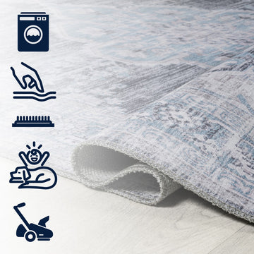 Wincer Chenille Cottage Medallion Machine-washable Area Rug